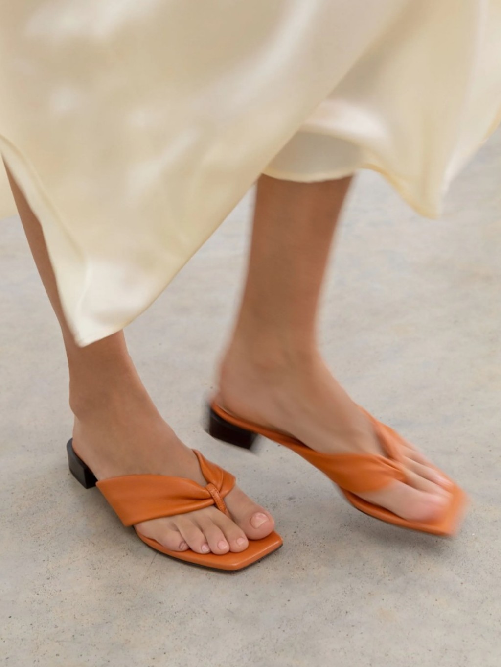 Dear Frances Pecan Orange Wrap Toe-Loop Sandal